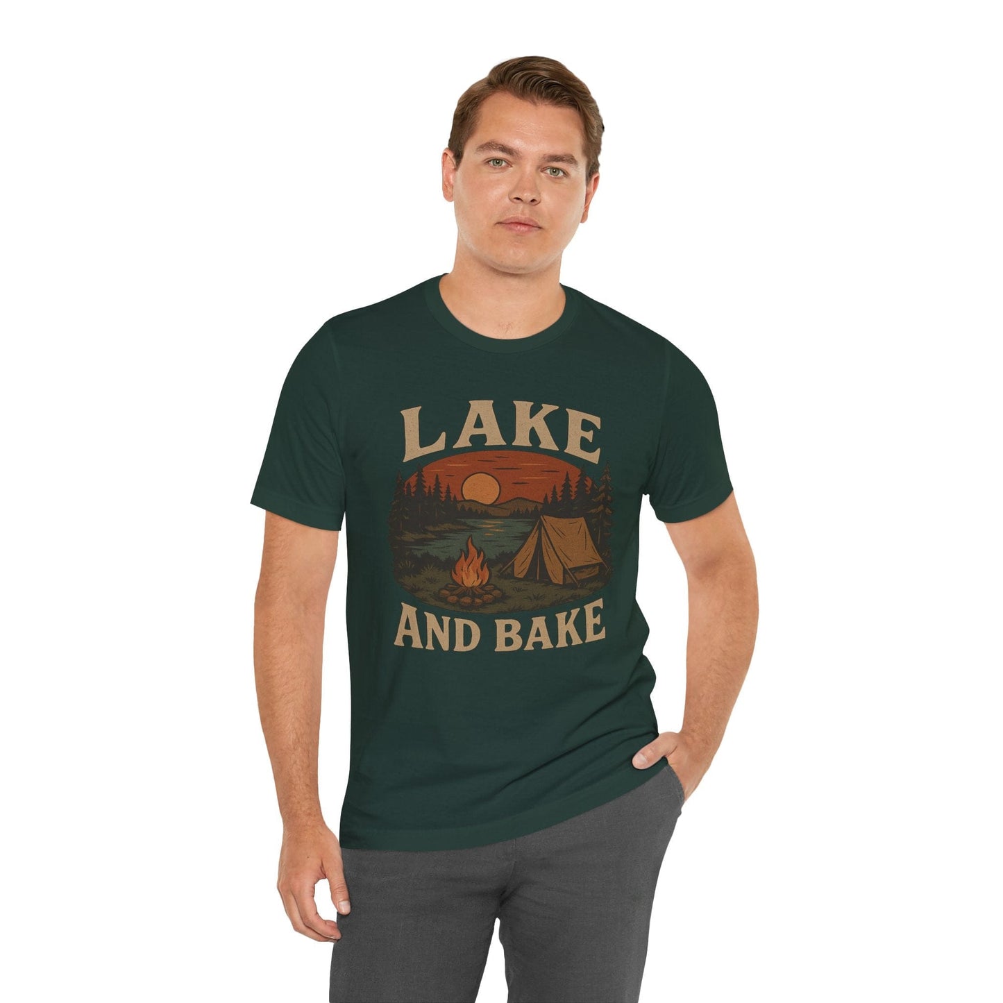 Funny "Lake and Bake" Camping T-Shirt