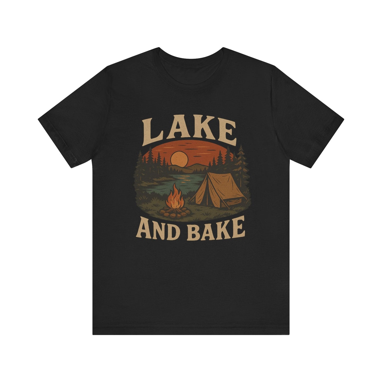 Funny "Lake and Bake" Camping T-Shirt