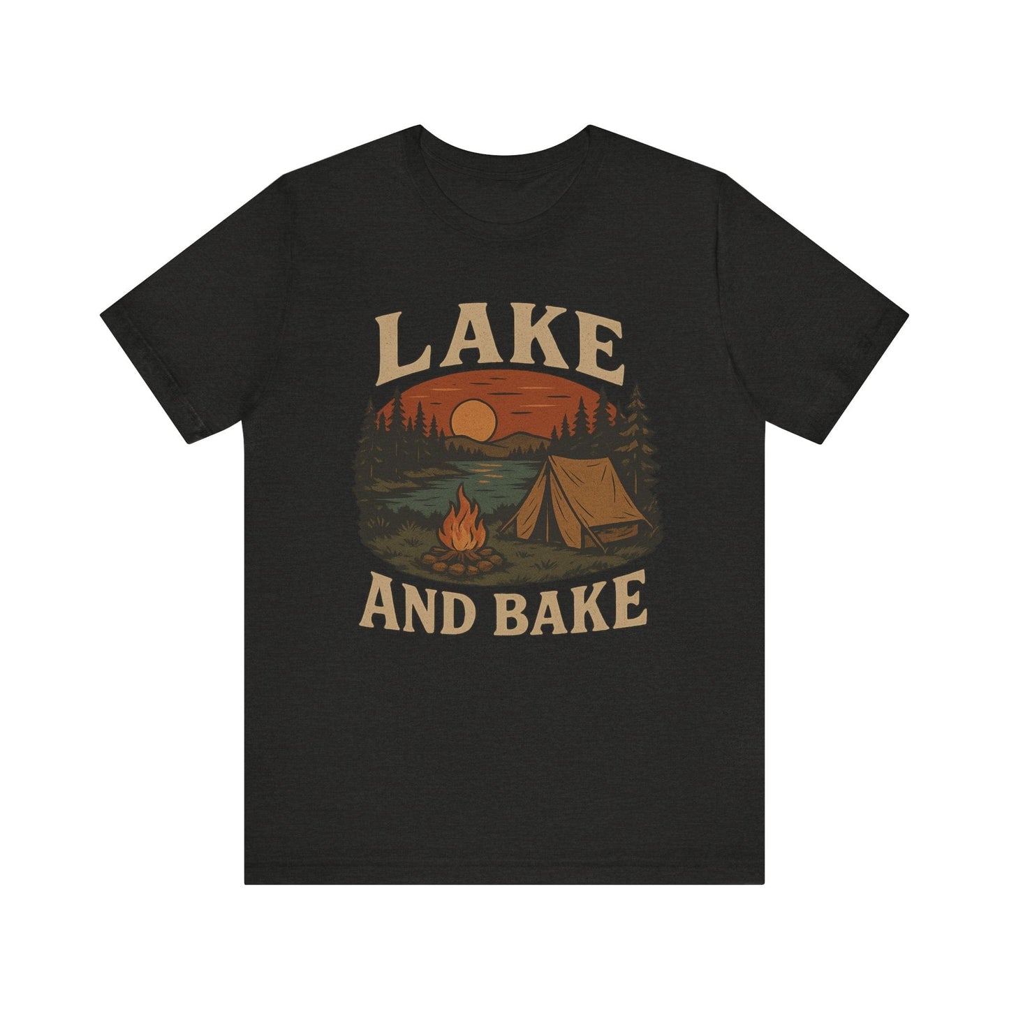 Funny "Lake and Bake" Camping T-Shirt