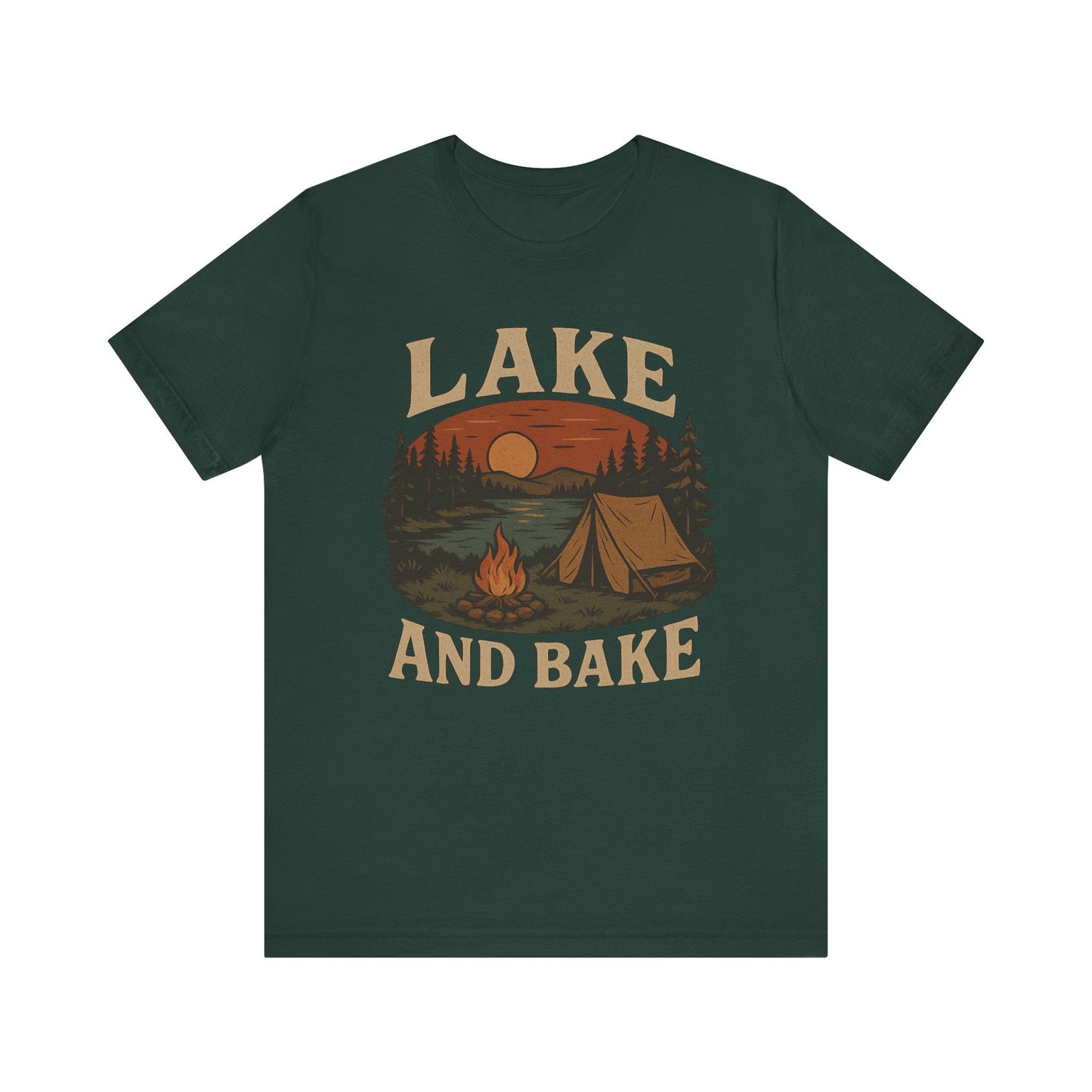 Funny "Lake and Bake" Camping T-Shirt