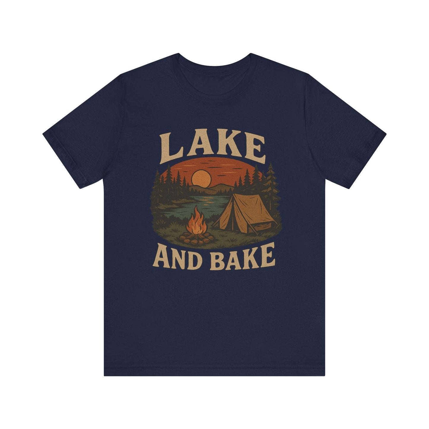 Funny "Lake and Bake" Camping T-Shirt