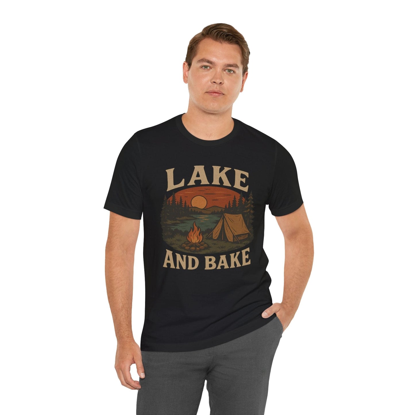Funny "Lake and Bake" Camping T-Shirt