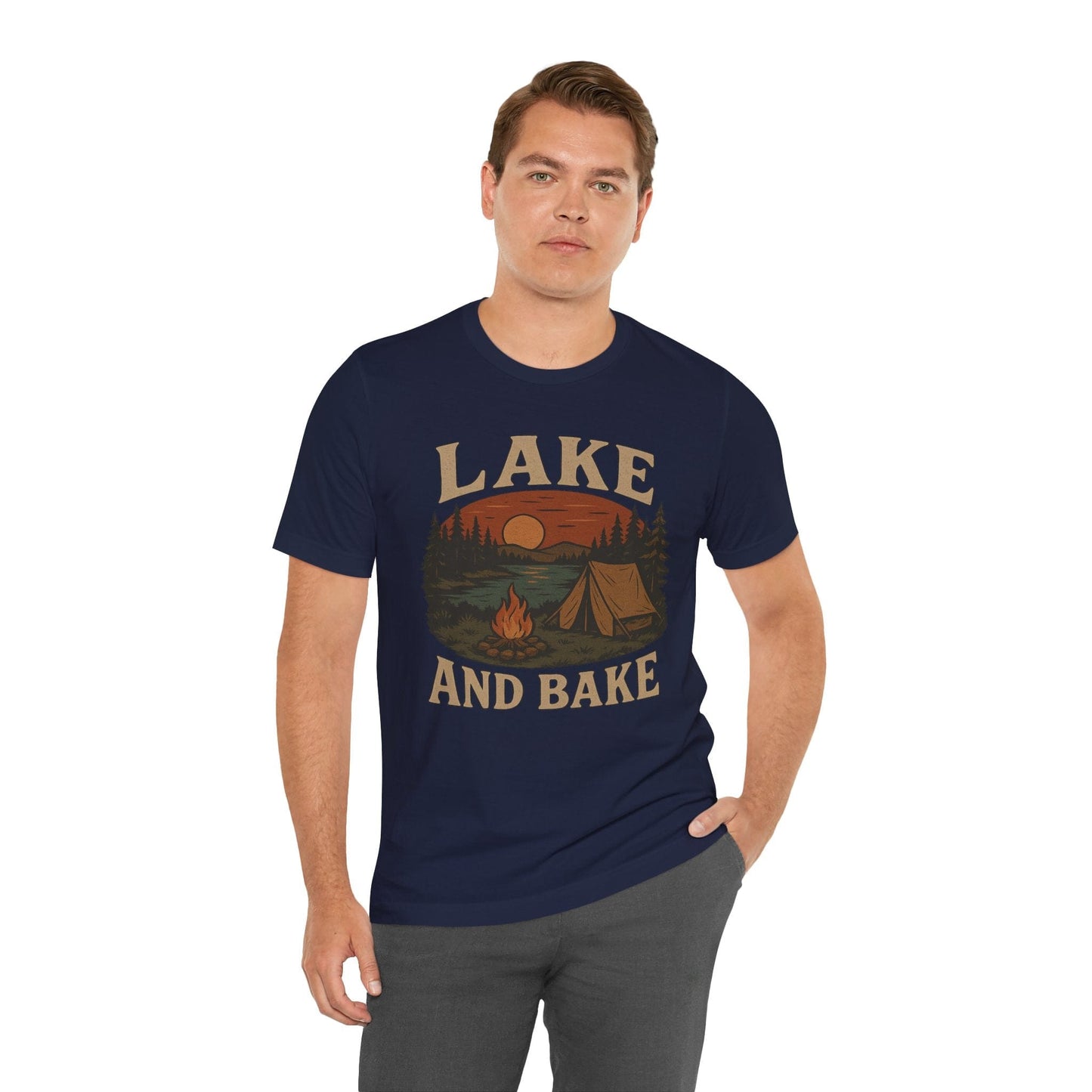Funny "Lake and Bake" Camping T-Shirt