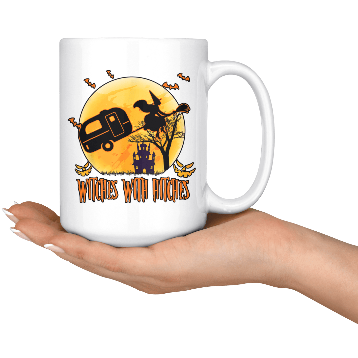Funny "Witches With Hitches" Halloween Camping Mug