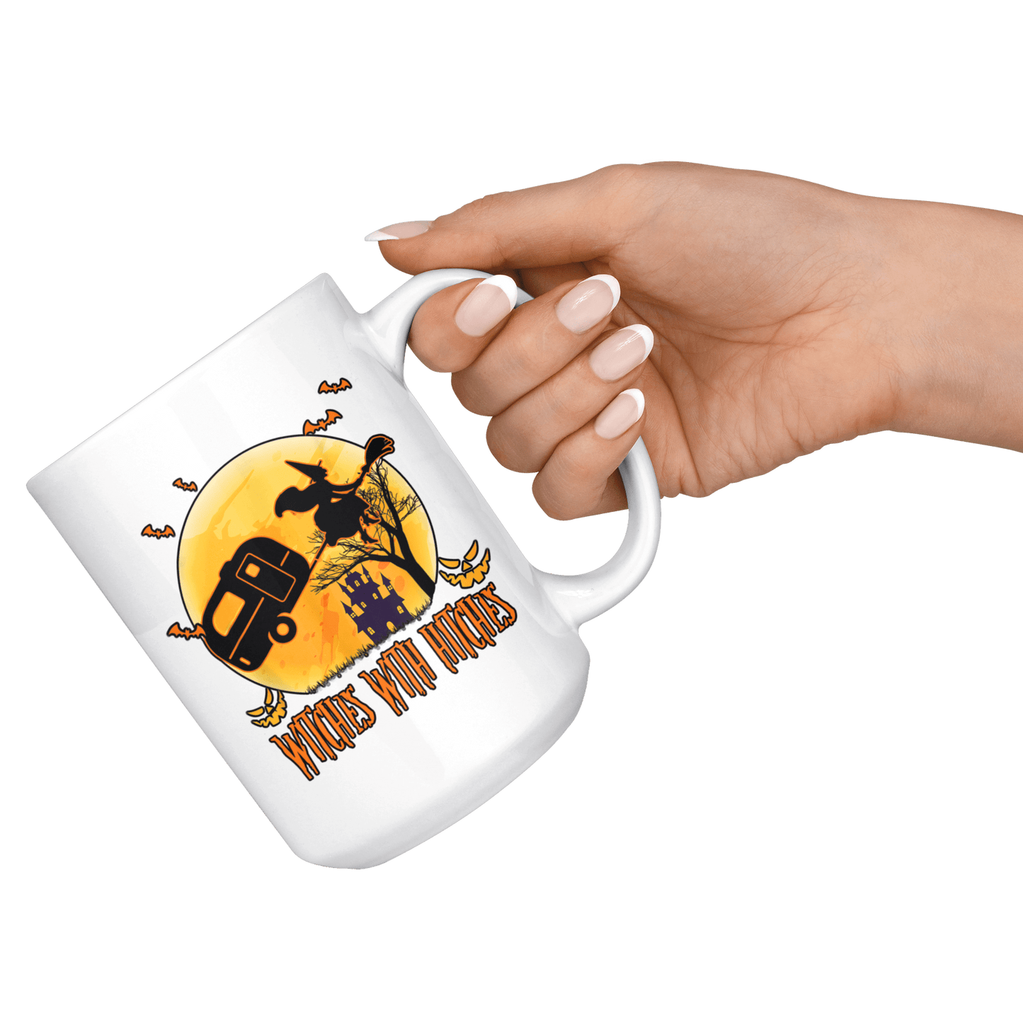 Funny "Witches With Hitches" Halloween Camping Mug