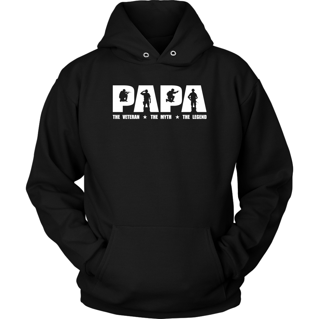 "Papa - The Veteran, The Myth, The Legend" Shirts and Hoodies