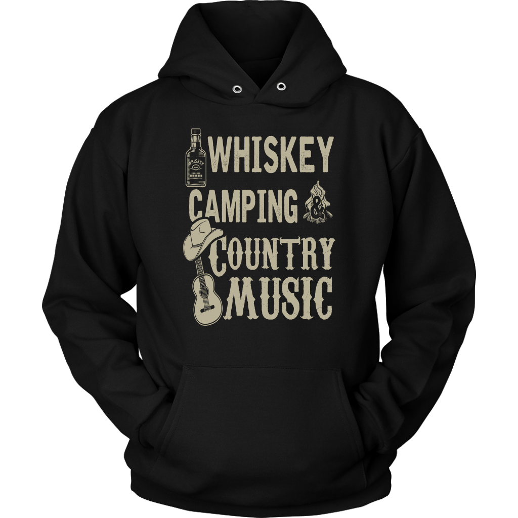"Whiskey, Camping, and Country Music" - Shirts and Hoodies