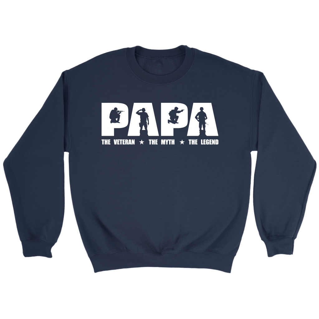 "Papa - The Veteran, The Myth, The Legend" Shirts and Hoodies