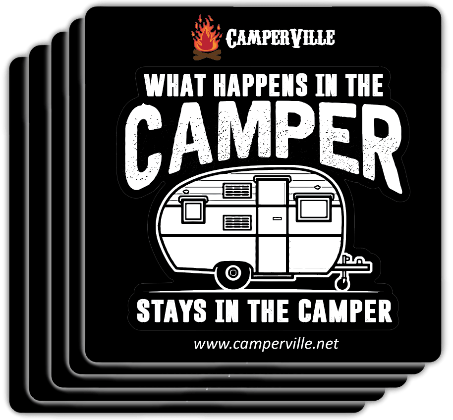 Funny "What Happens In The Camper Stays In The Camper" - Camping Sticker