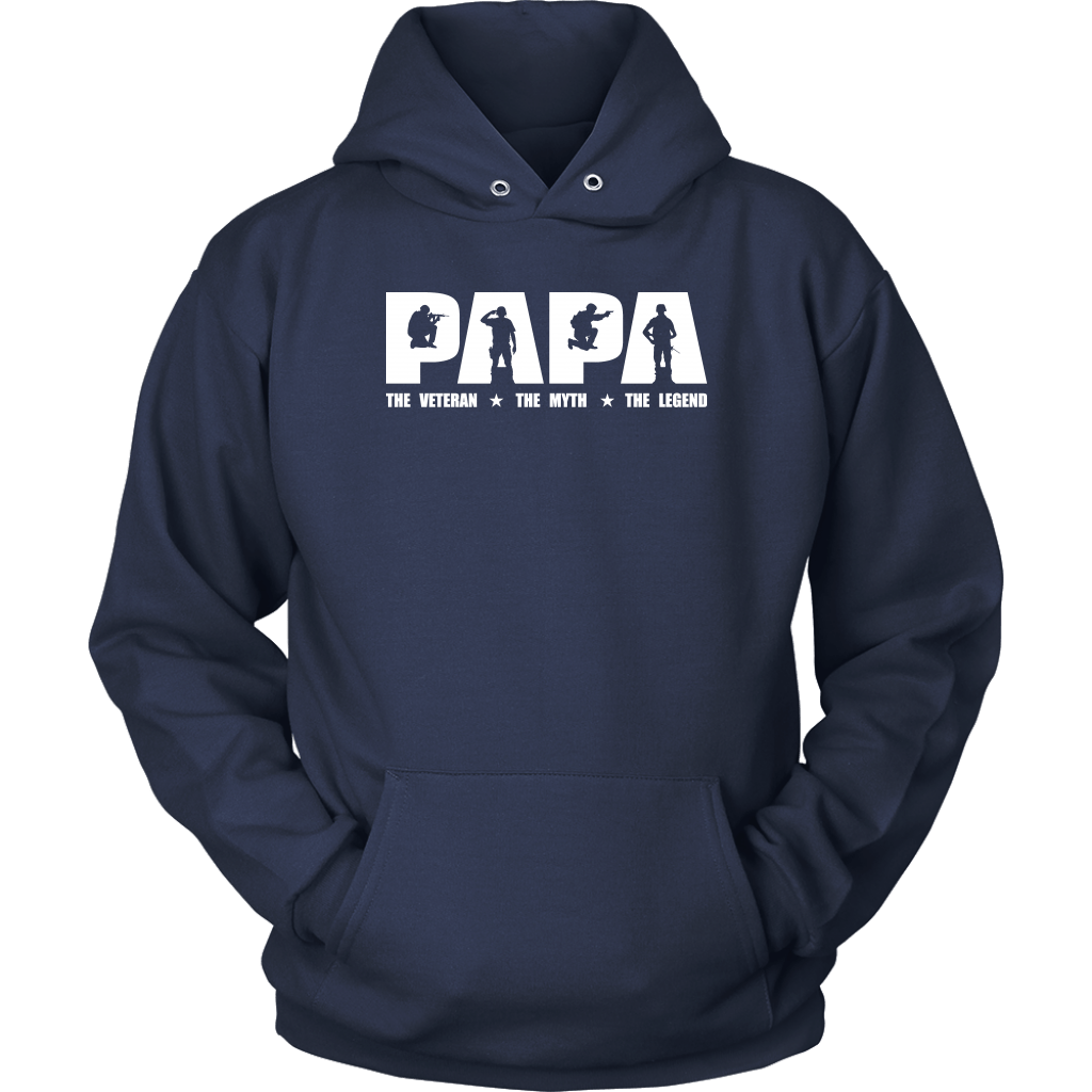 "Papa - The Veteran, The Myth, The Legend" Shirts and Hoodies