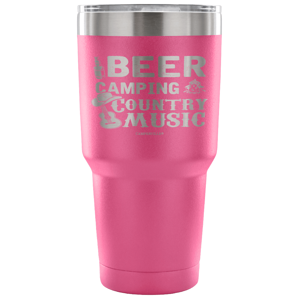 "Beer, Camping, And Country Music" - Stainless Steel Tumbler
