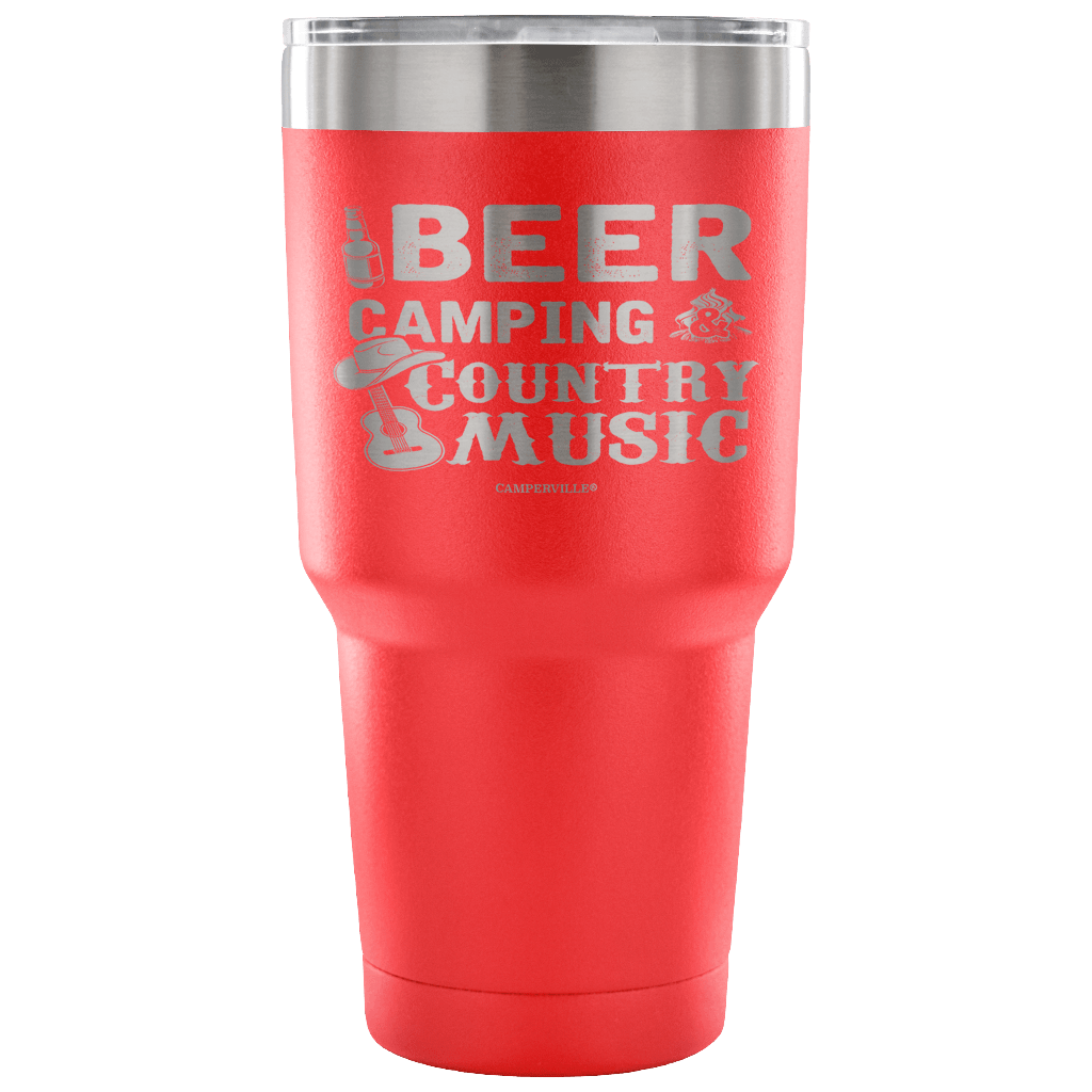 "Beer, Camping, And Country Music" - Stainless Steel Tumbler