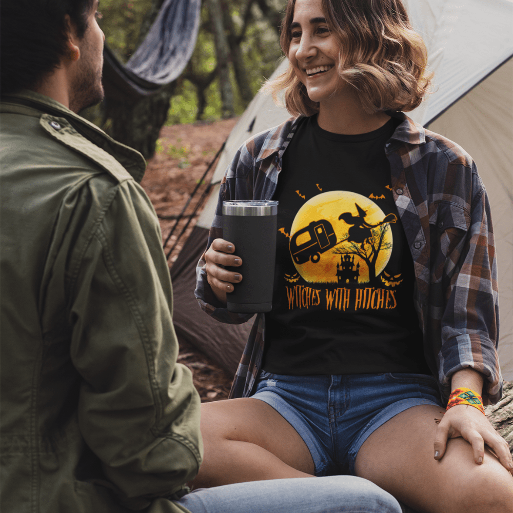 Funny "Witches With Hitches" Camping Halloween Shirts and Hoodies