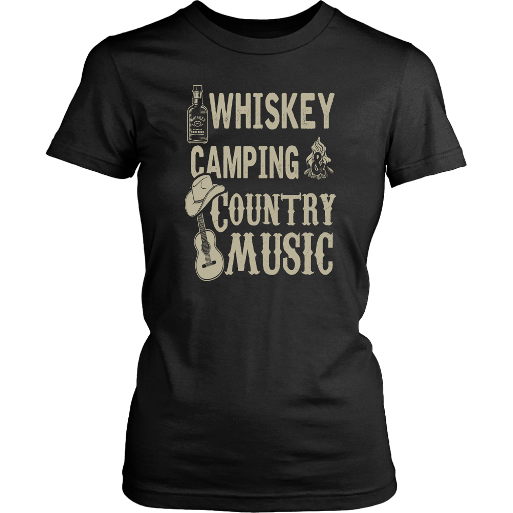 "Whiskey, Camping, and Country Music" - Shirts and Hoodies