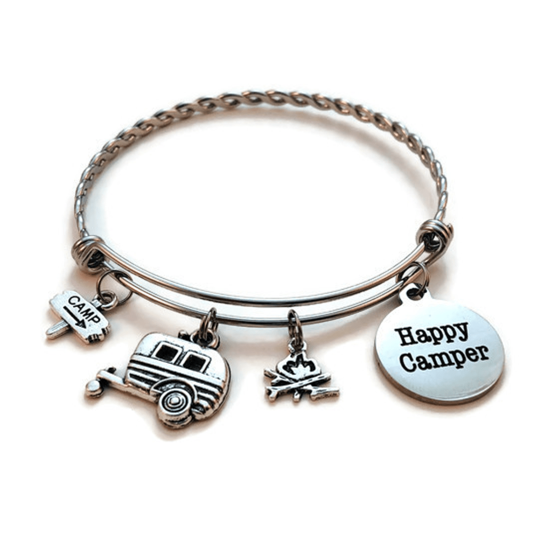Camping charm bracelet discount