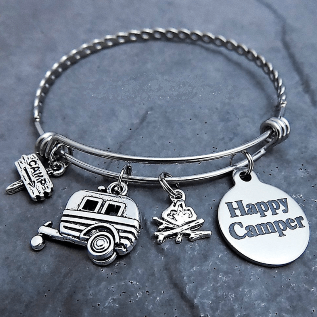"Happy Camper Camper Trailer Charm Bracelets - Set of 2