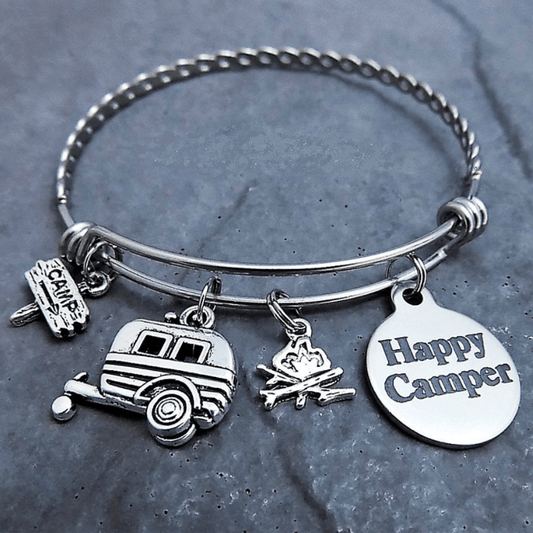 "Happy Camper Camper Trailer Charm Bracelets - Set of 2