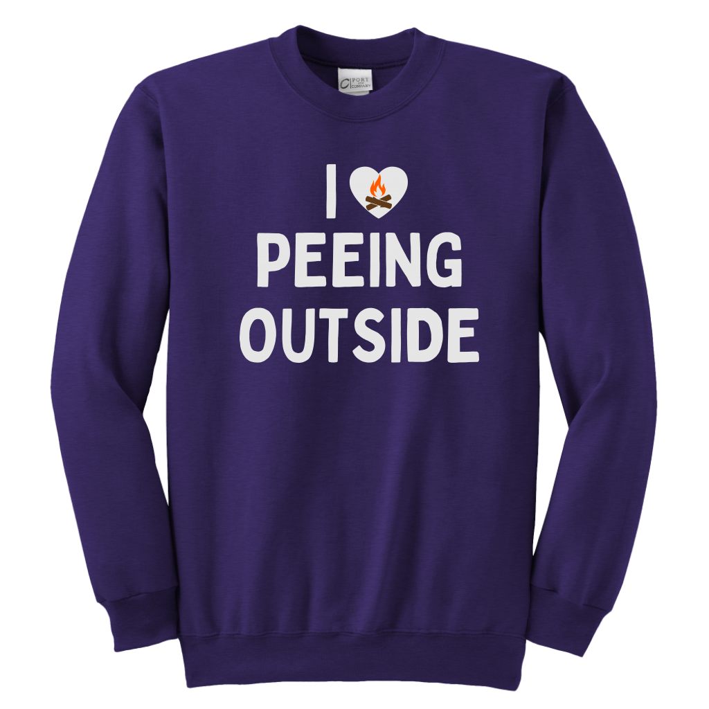 I Love Peeing Outside - Funny Kids Camping Sweatshirt Purple