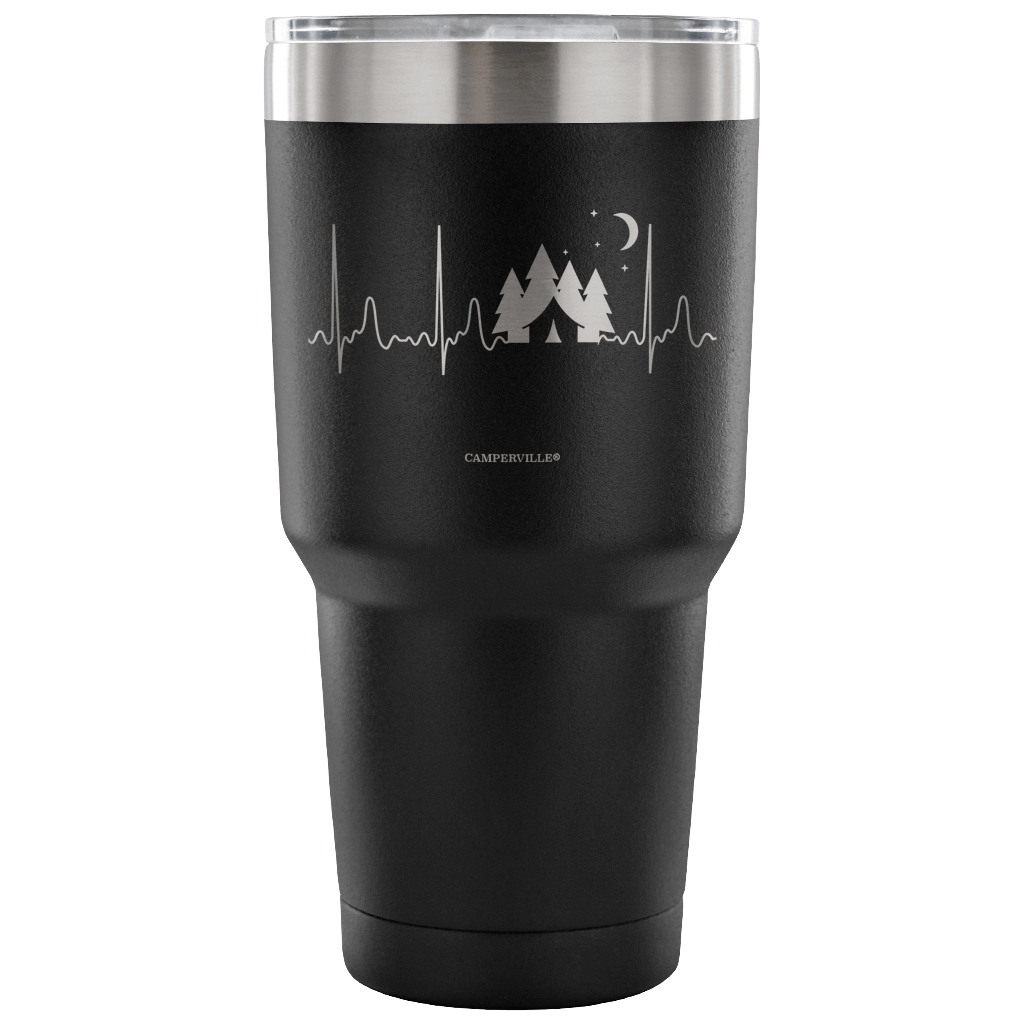 "Camping Tent EKG" - Stainless Steel Tumbler