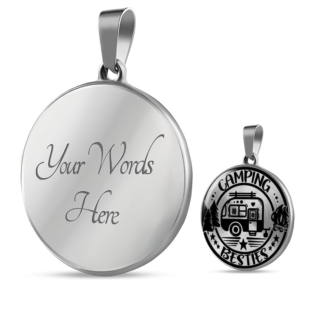 Adorable "Camping Besties" Necklace (Custom Engraving Available)