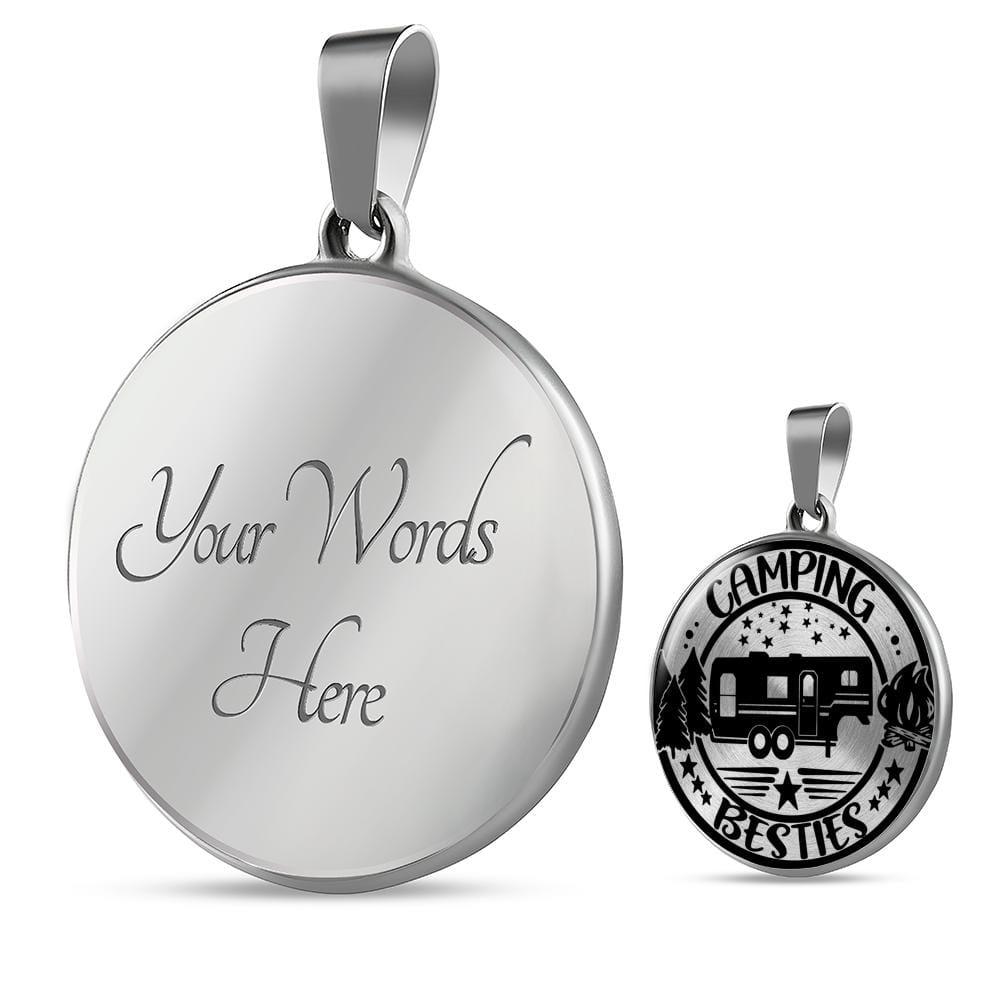 Adorable "Camping Besties" Necklace (Custom Engraving Available)