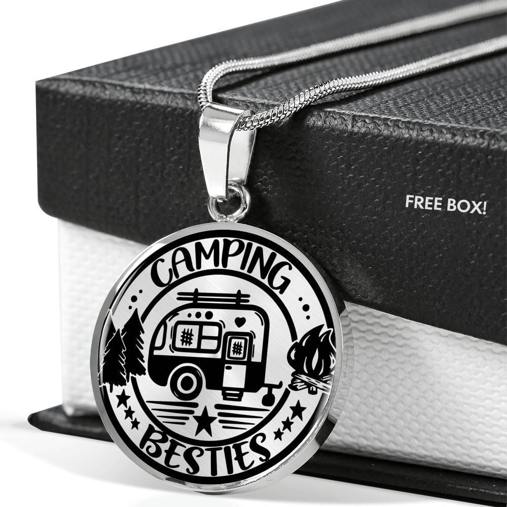 Adorable "Camping Besties" Necklace (Custom Engraving Available)