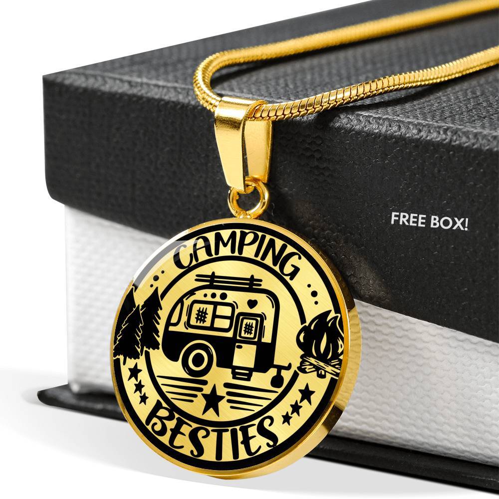 Adorable "Camping Besties" Necklace (Custom Engraving Available)