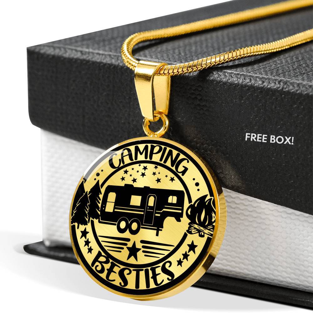 Adorable "Camping Besties" Necklace (Custom Engraving Available)