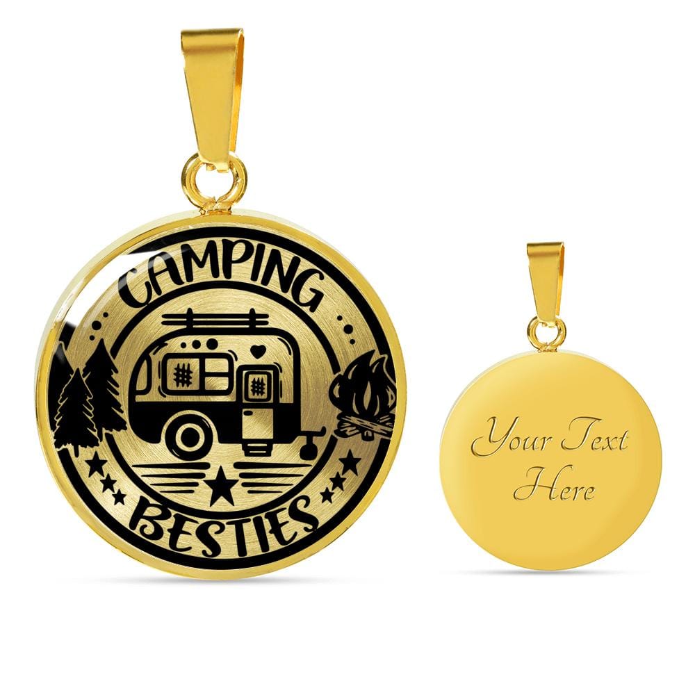 Adorable "Camping Besties" Necklace (Custom Engraving Available)