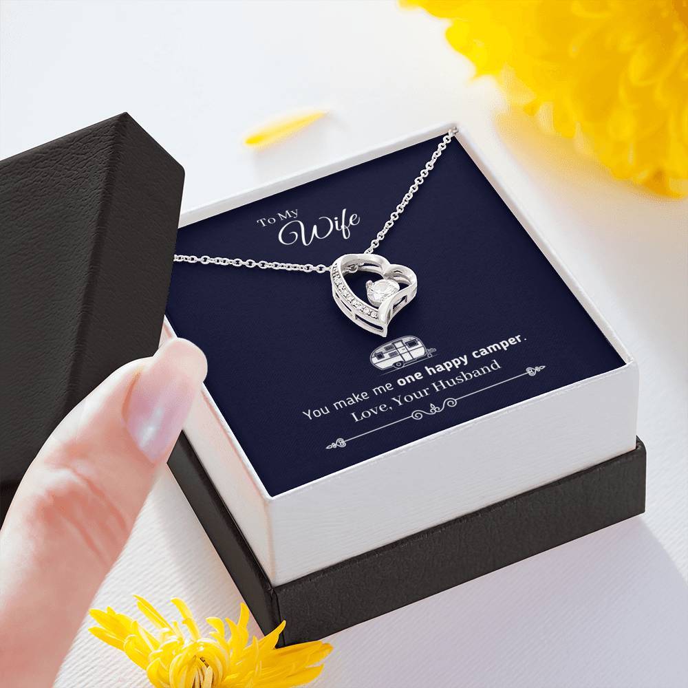 "To My Wife - You Make Me One Happy Camper" - Heart Necklace