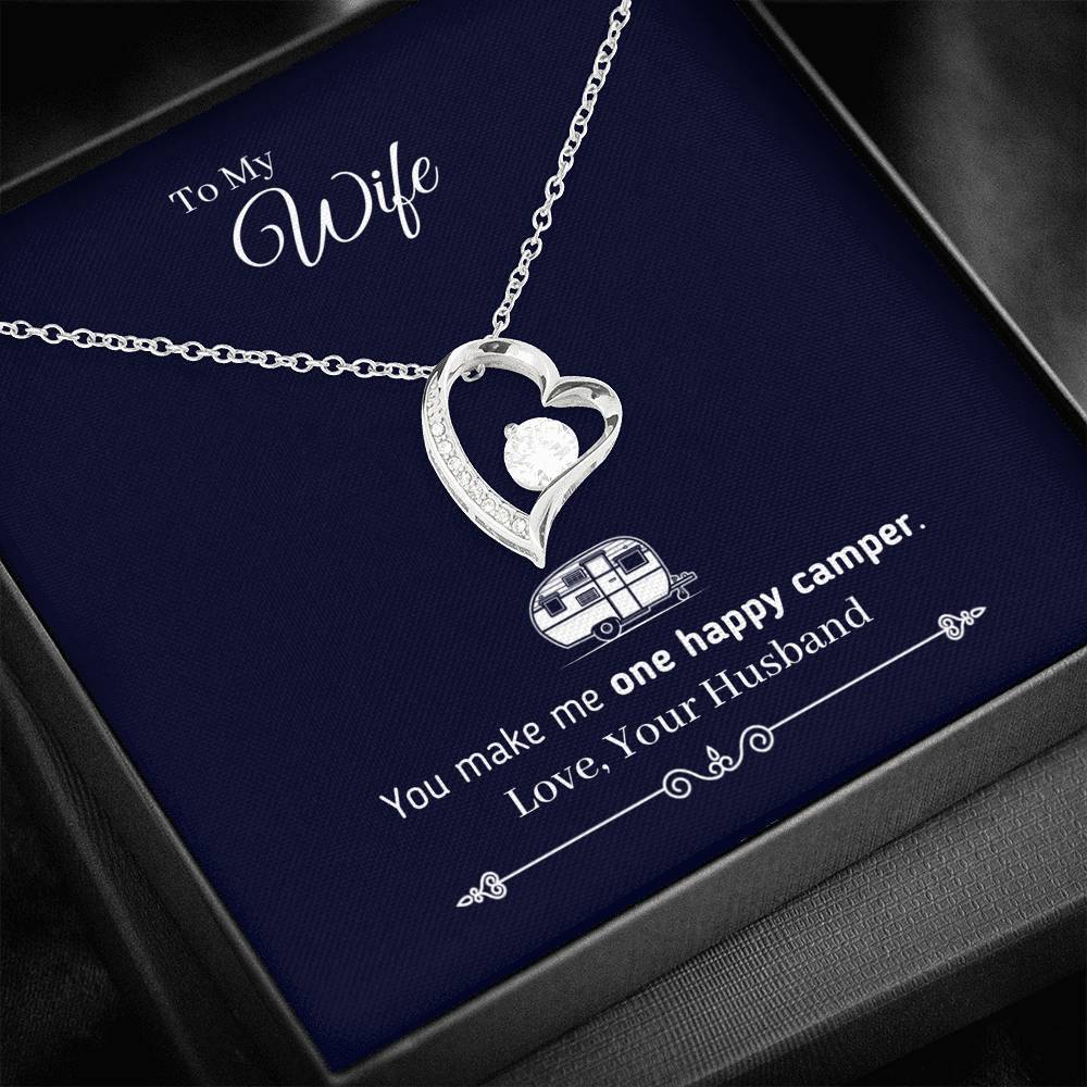 "To My Wife - You Make Me One Happy Camper" - Heart Necklace