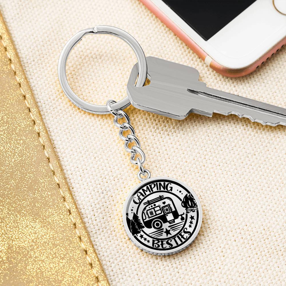 Adorable "Camping Besties" Keychain (Custom Engraving Available)