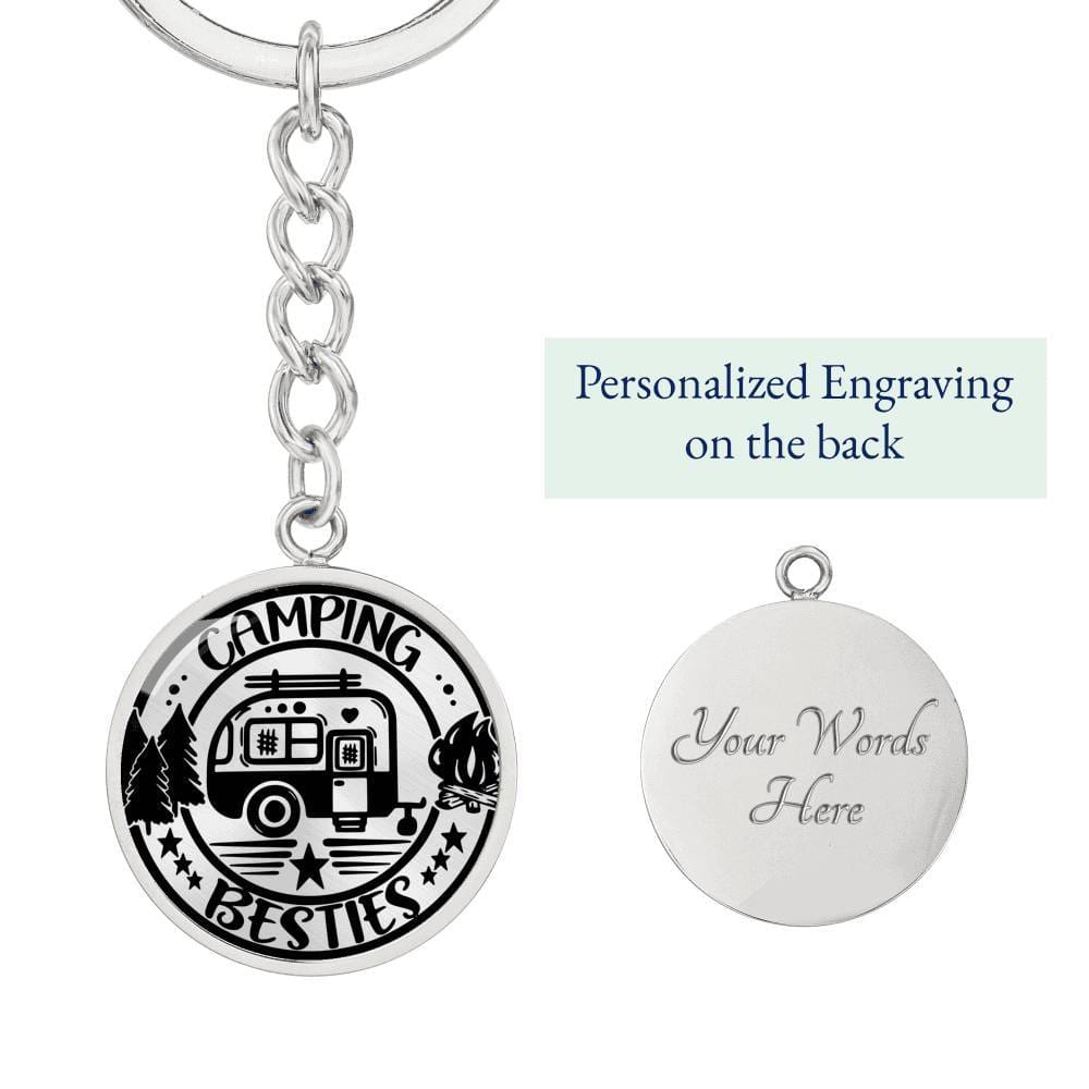 Adorable "Camping Besties" Keychain (Custom Engraving Available)