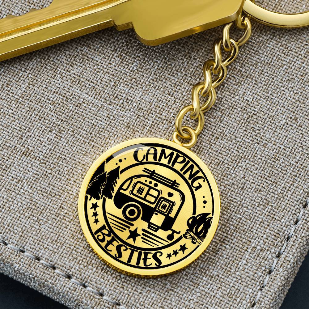 Adorable "Camping Besties" Keychain (Custom Engraving Available)