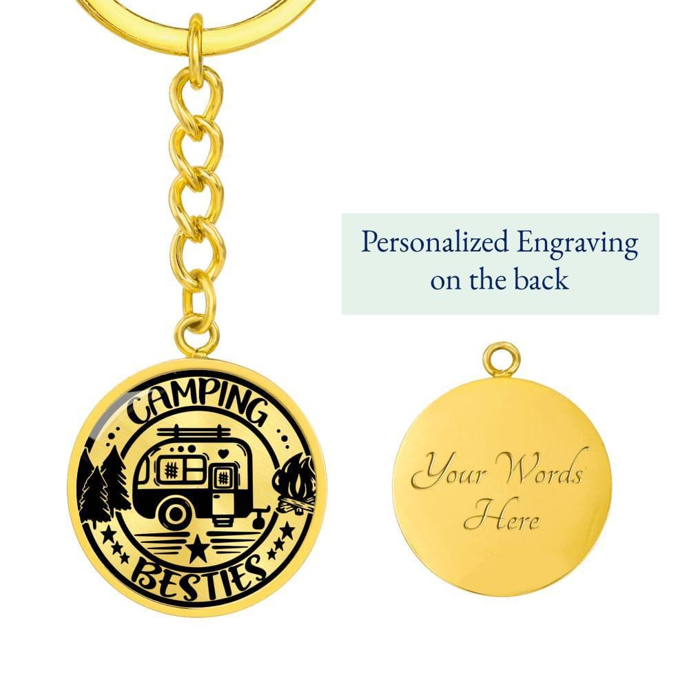 Adorable "Camping Besties" Keychain (Custom Engraving Available)