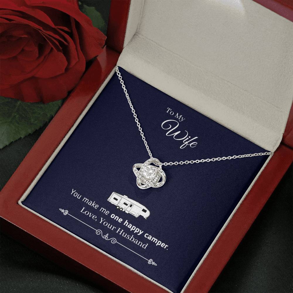 "To My Wife - You Make Me One Happy Camper" - Eternal Love Knot Necklace (Fifth Wheel Version)