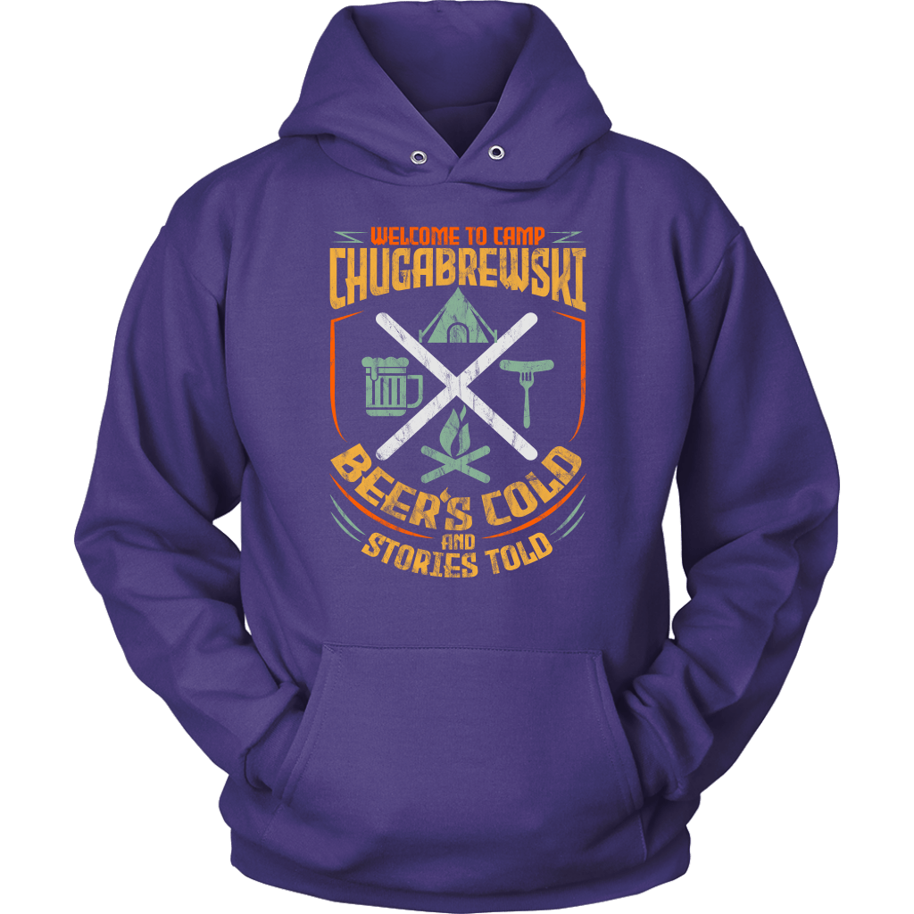 "Welcome To Camp Chugabrewski" - Funny Camping Shirts and Hoodies
