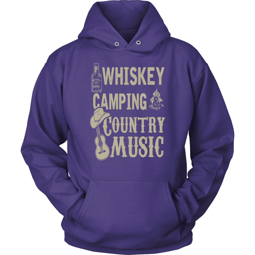 "Whiskey, Camping, and Country Music" - Shirts and Hoodies