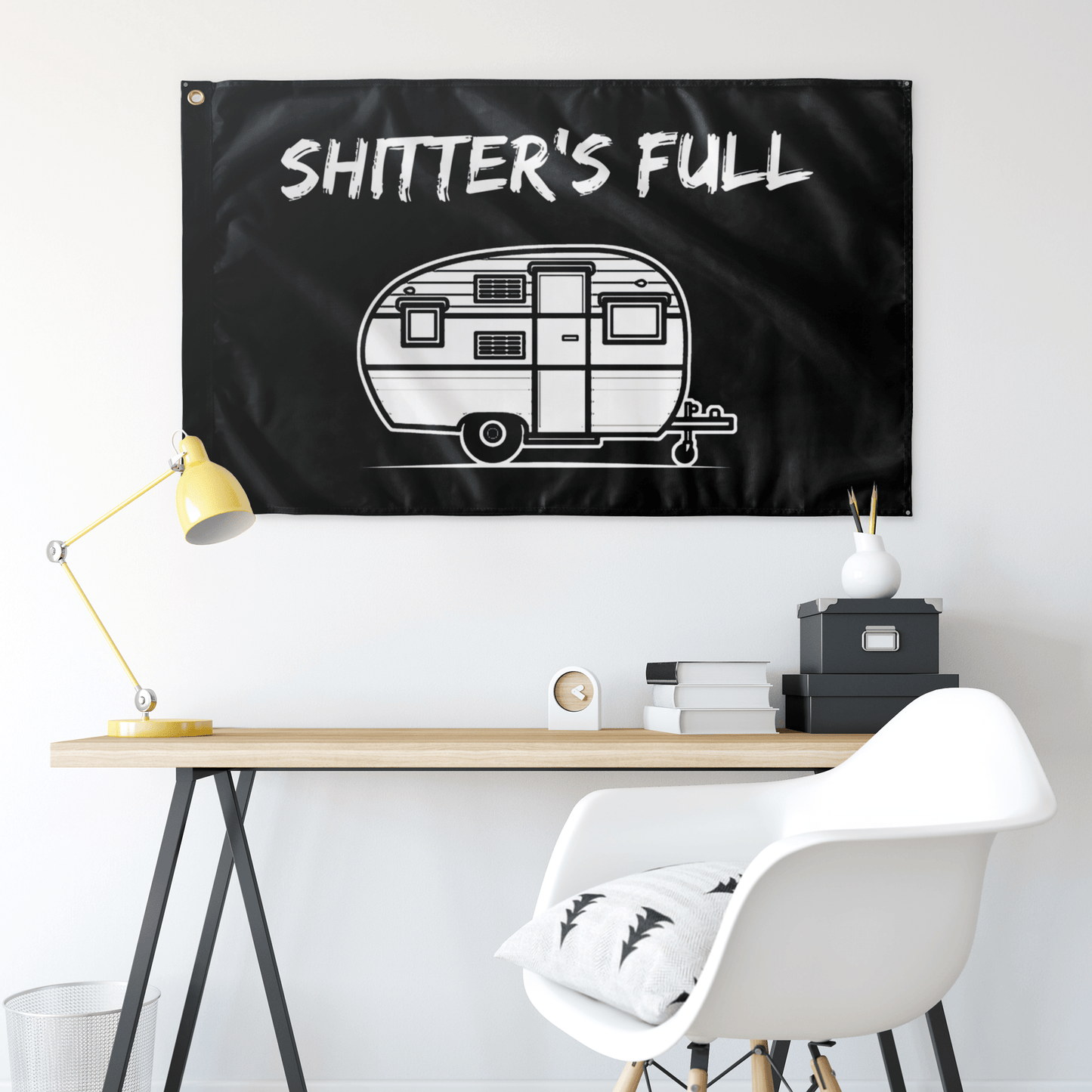 Custom Crafted "Shitters Full" - Camping Flag