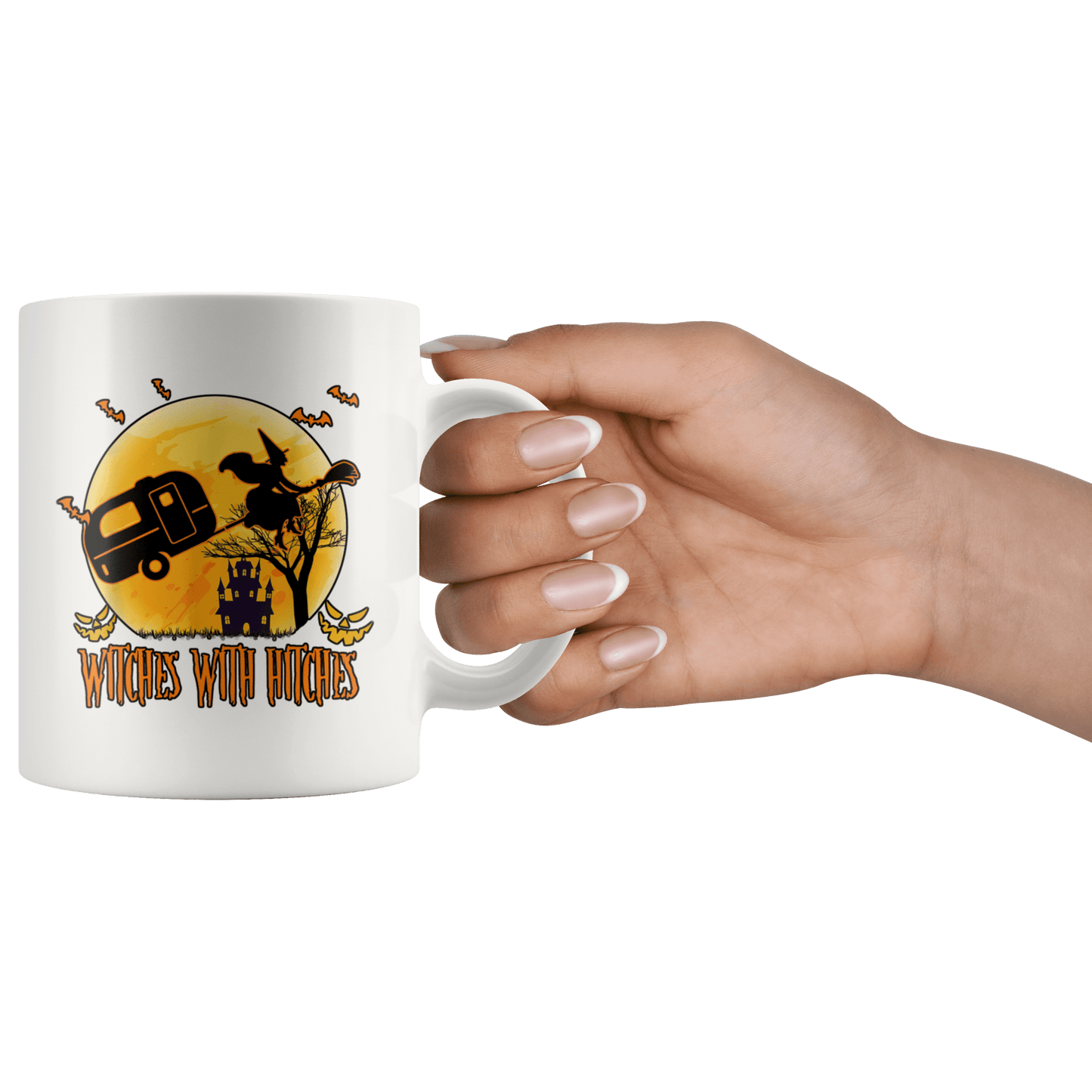 Funny "Witches With Hitches" Halloween Camping Mug