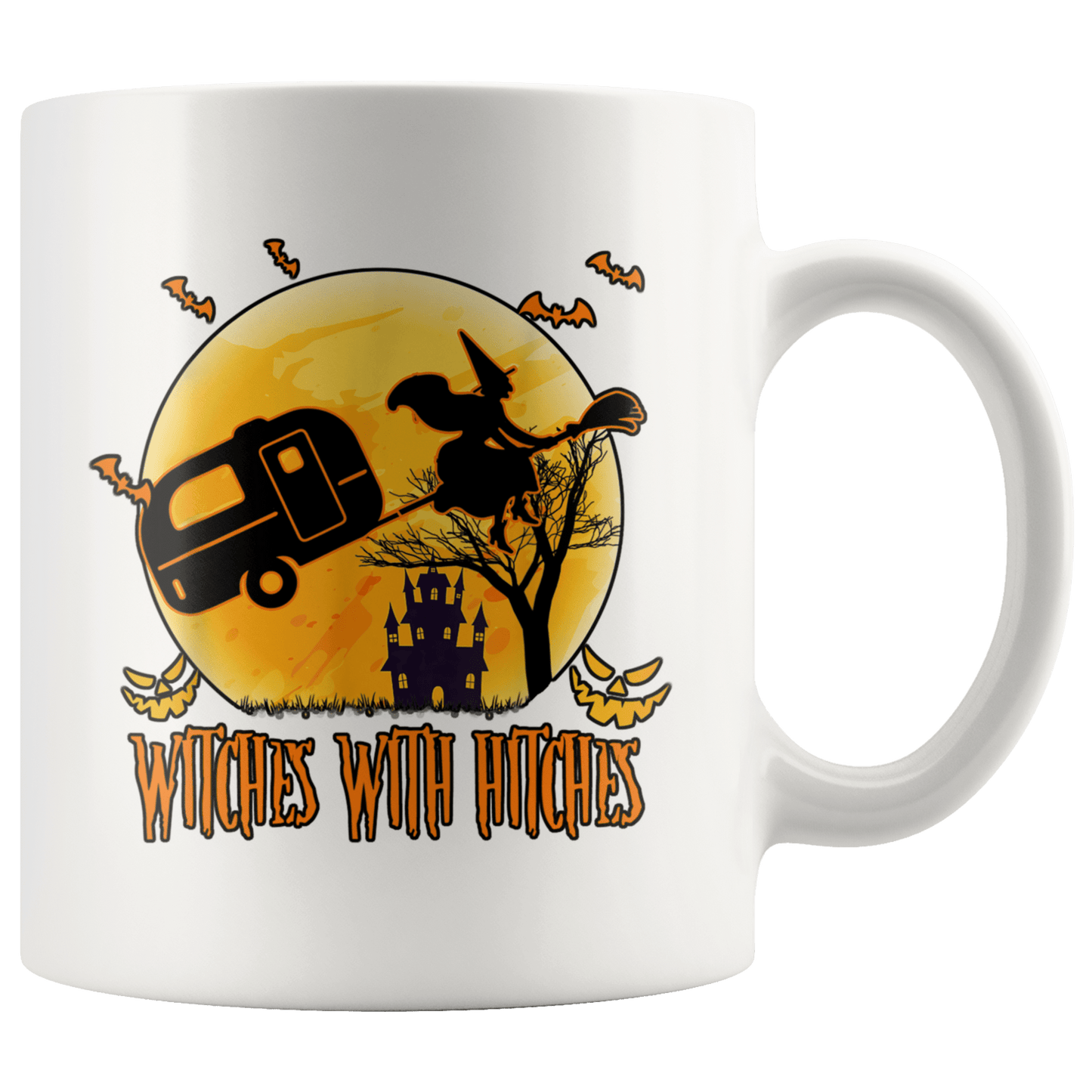 Funny "Witches With Hitches" Halloween Camping Mug