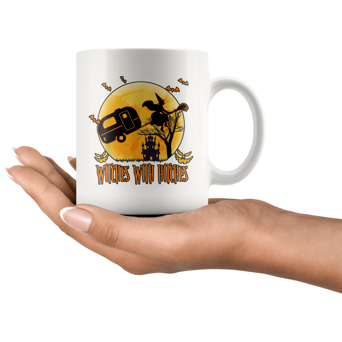 Funny "Witches With Hitches" Halloween Camping Mug