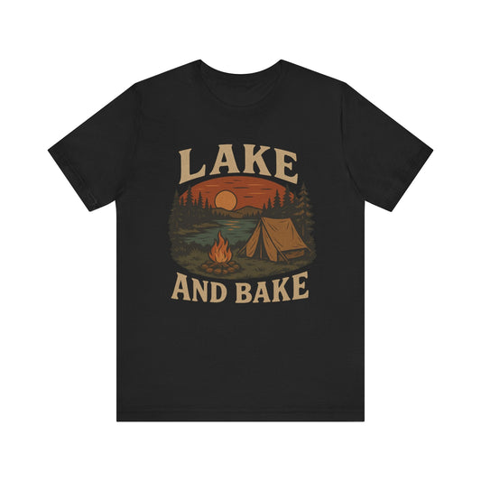 Funny "Lake and Bake" Camping T-Shirt