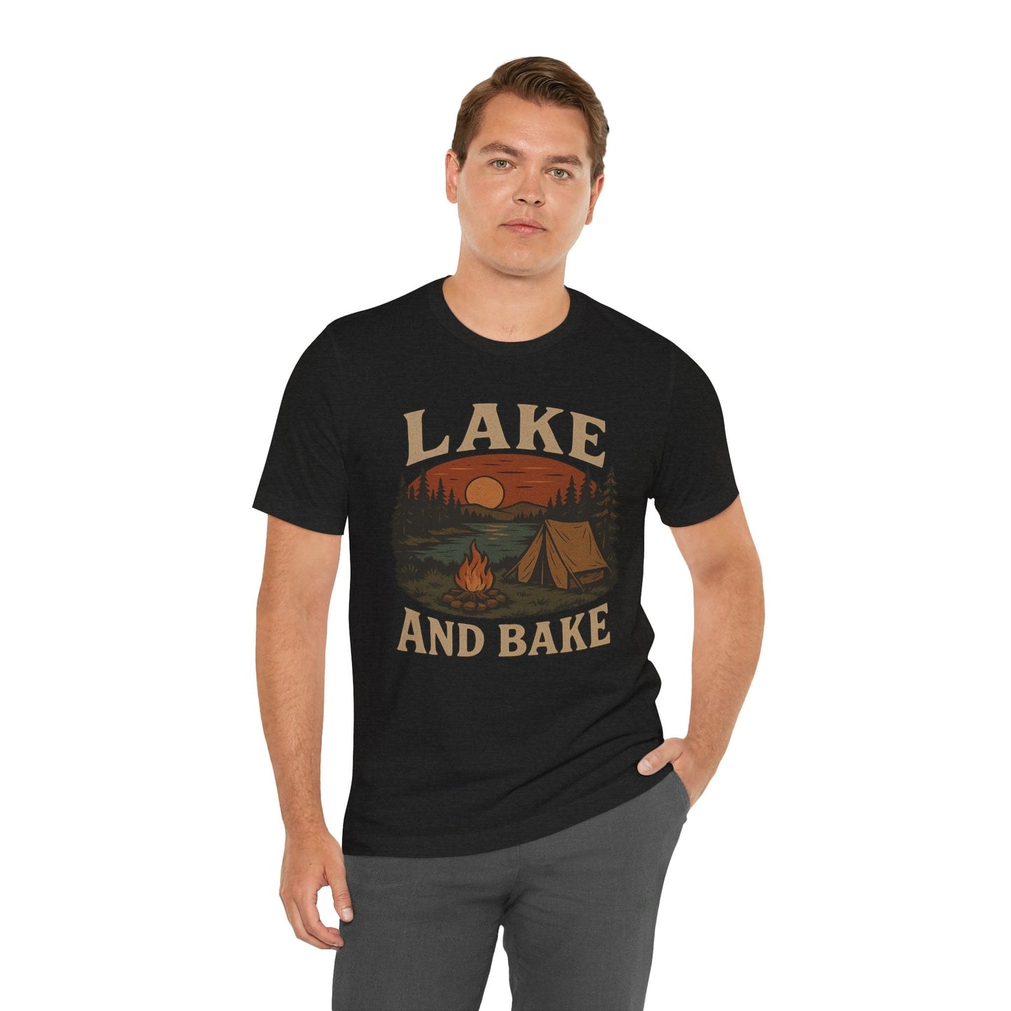 Funny "Lake and Bake" Camping T-Shirt
