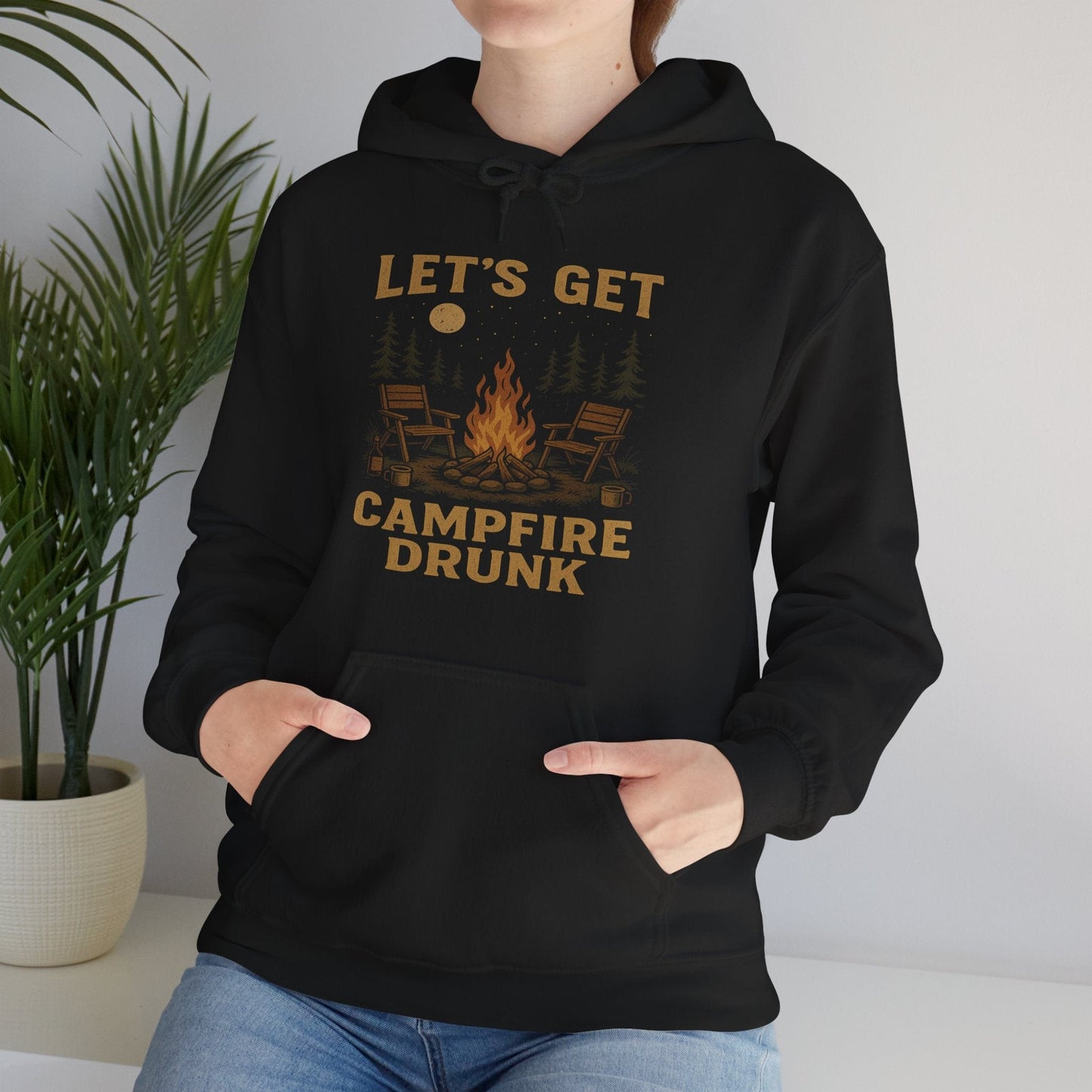 Funny "Let's Get Campfire Drunk" Camping Hooded Sweatshirt
