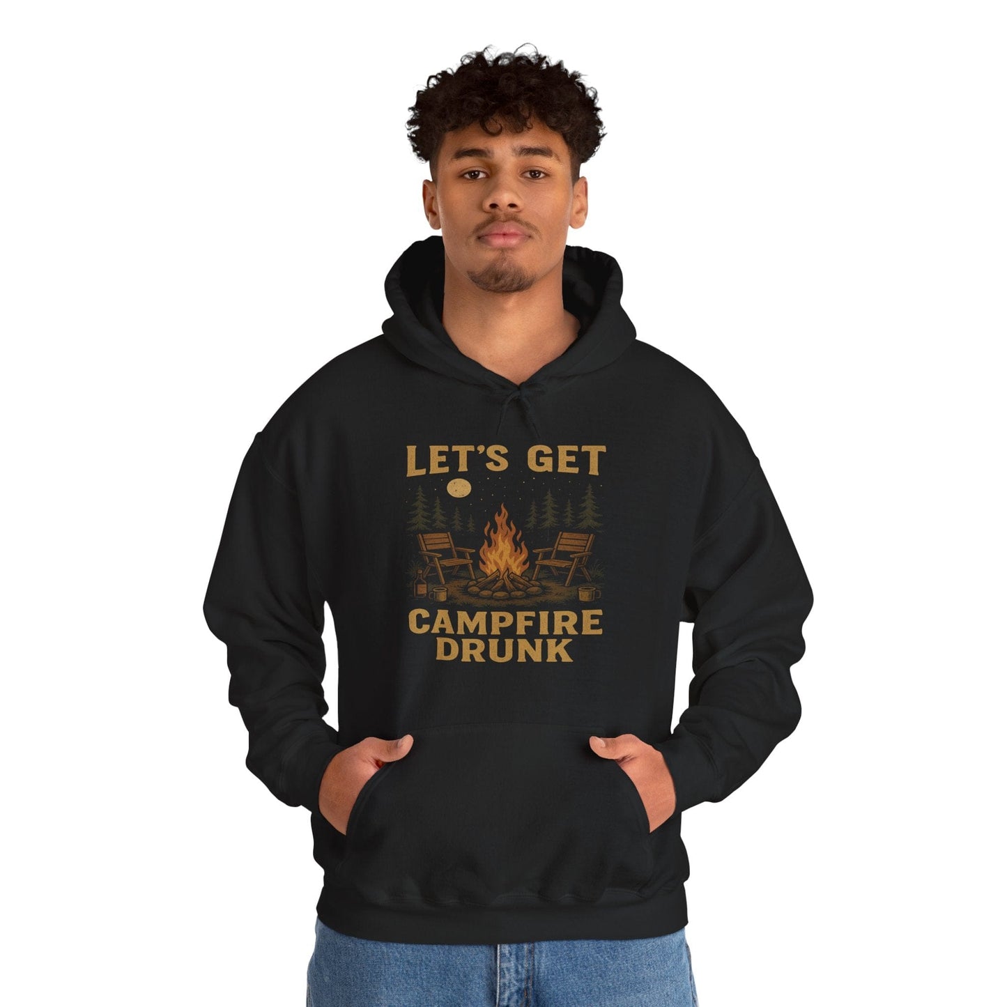 Funny "Let's Get Campfire Drunk" Camping Hooded Sweatshirt