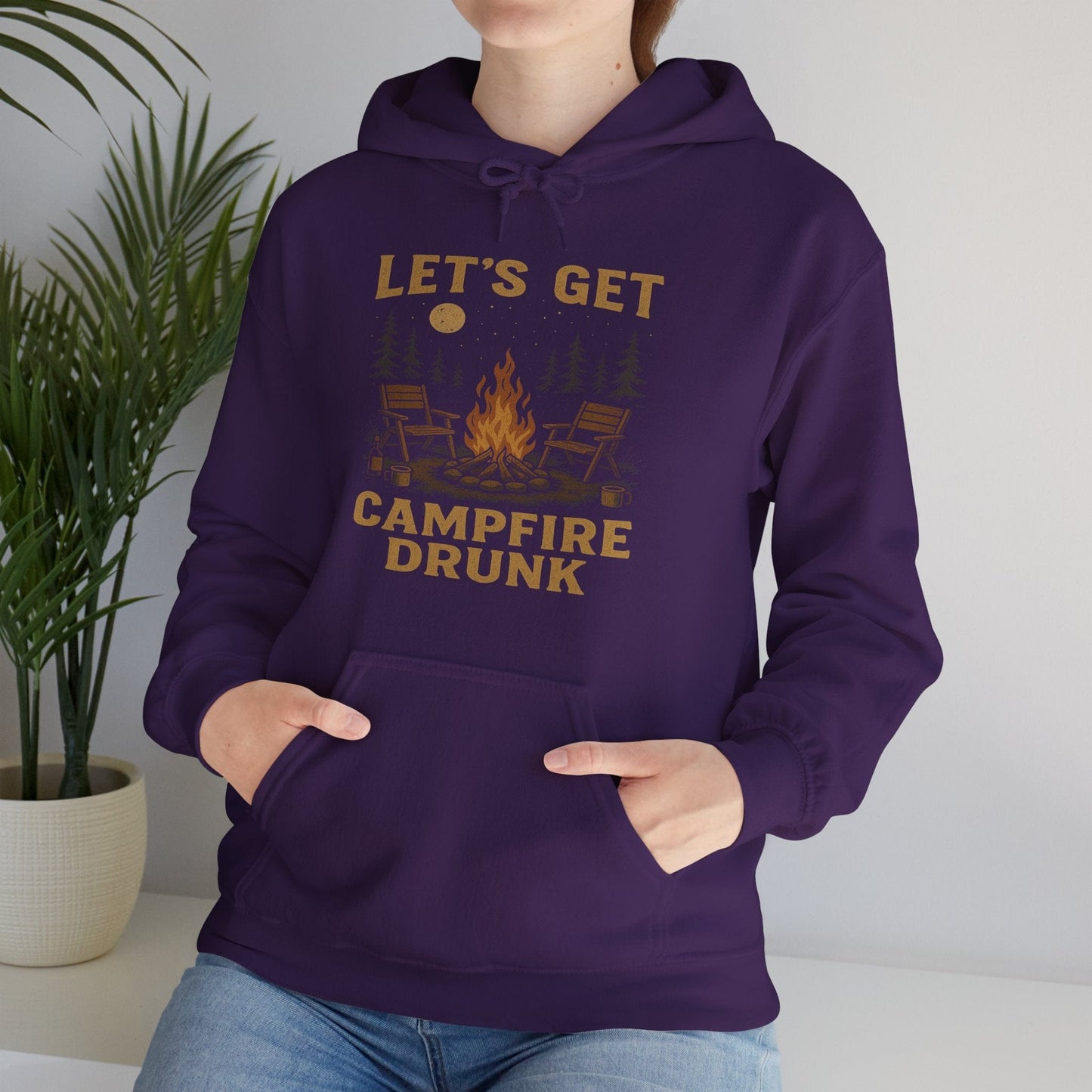Funny "Let's Get Campfire Drunk" Camping Hooded Sweatshirt