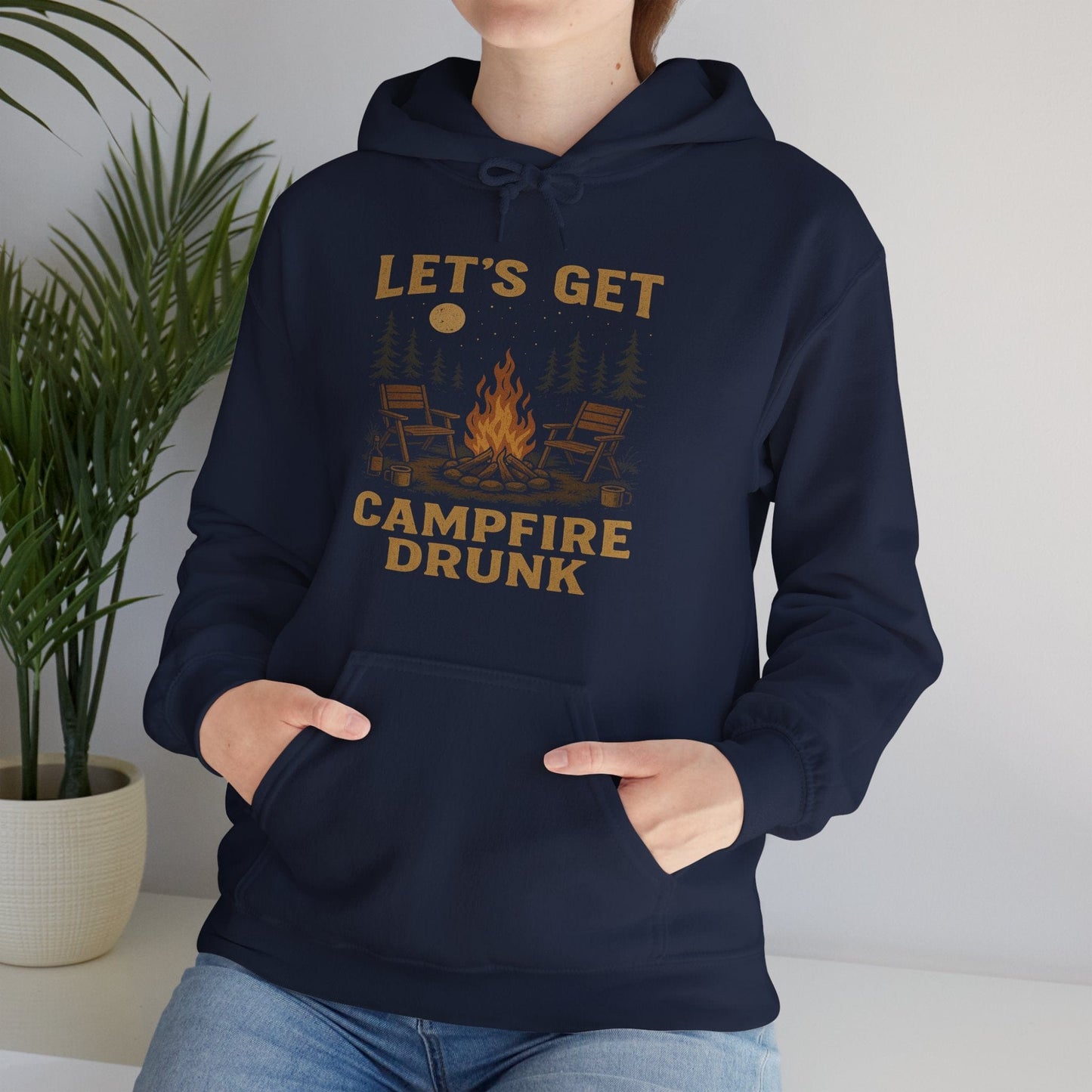Funny "Let's Get Campfire Drunk" Camping Hooded Sweatshirt