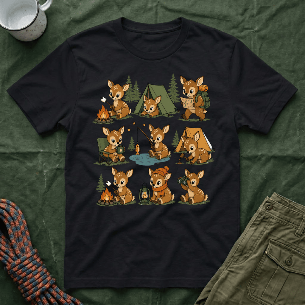 Cute Baby Deer Camping T-Shirt