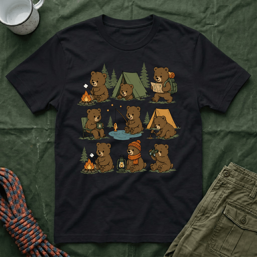 Cute Bear Cub Camping T-Shirt